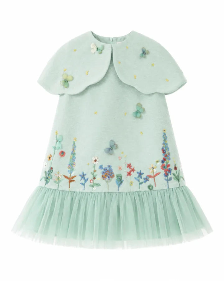 Robe fillette verte - robe de princesse Eva