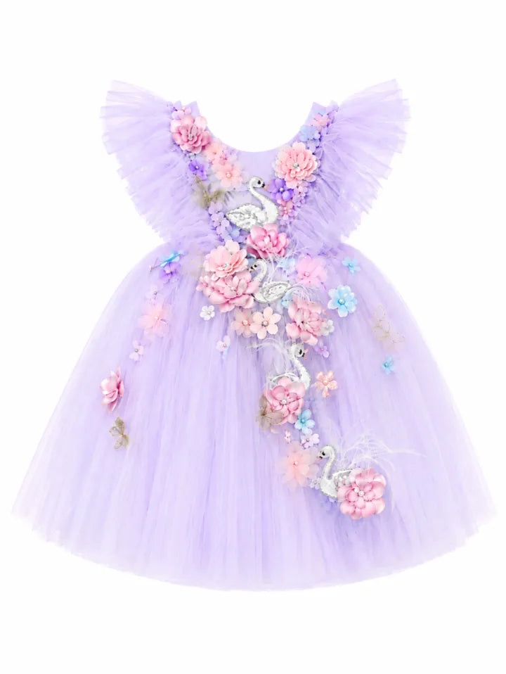 Robe fillette mauve - robe de princesse Léonie