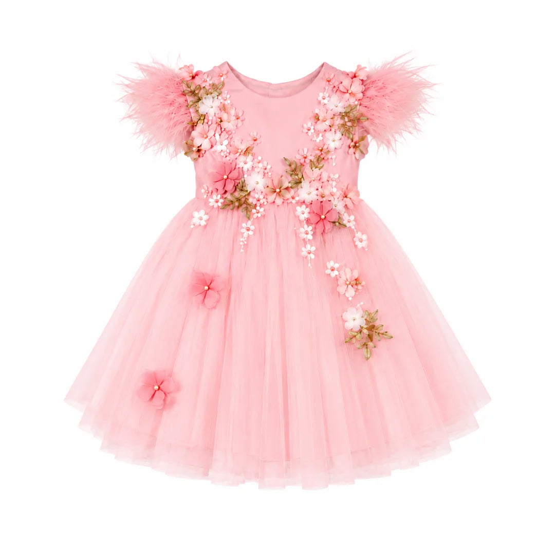 Robe fillette rose - robe de princesse Léna